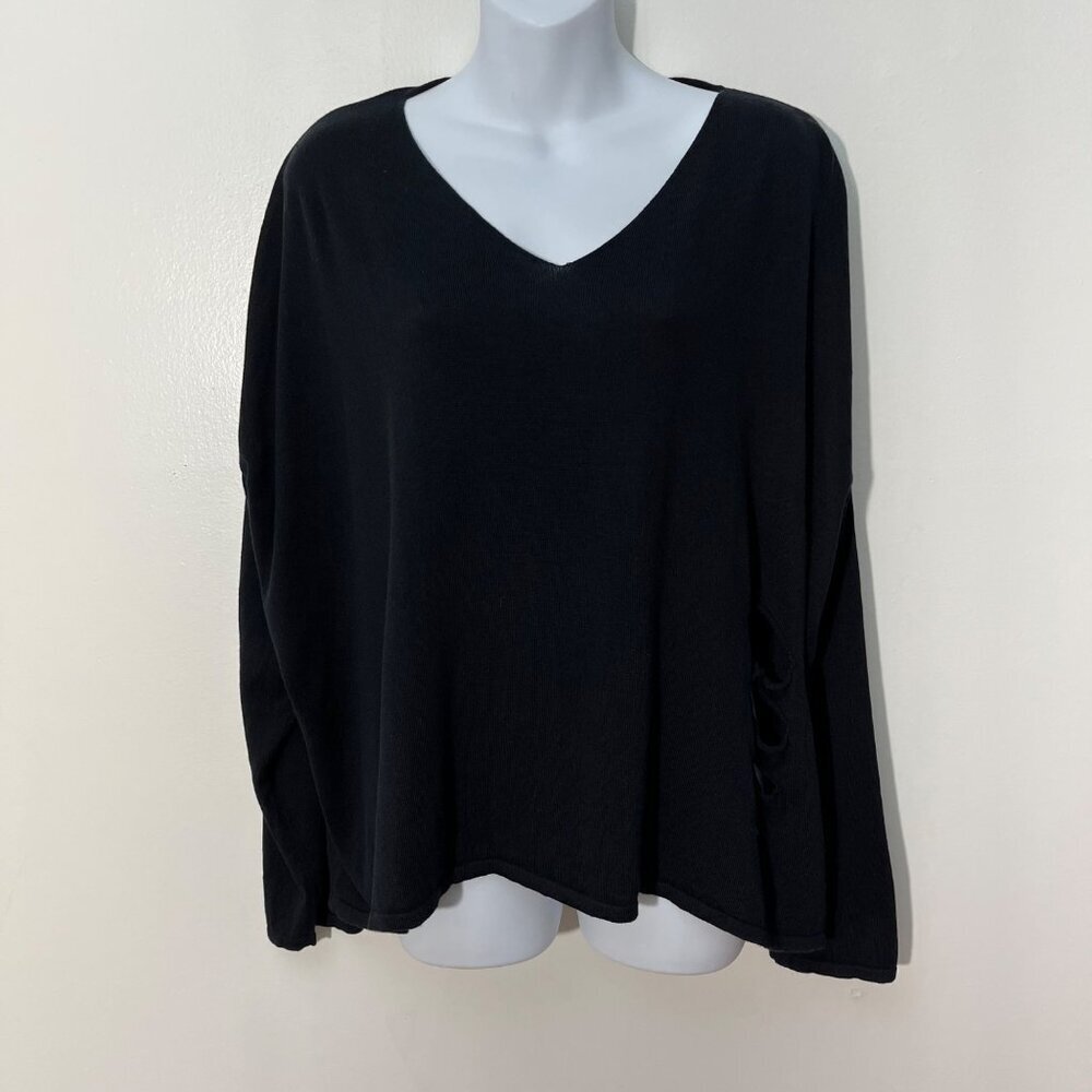 Planet by Lauren G Black Lagenlook Avant  Garde‎  Top OS